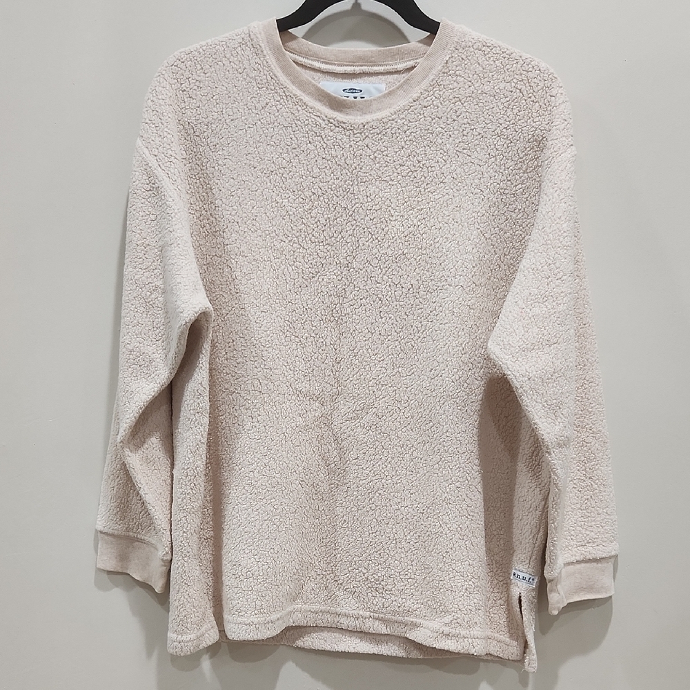 Relaxed Cream Sherpa Crewneck Sweater